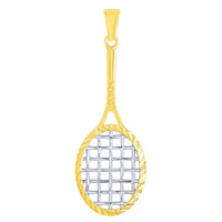 Load image into Gallery viewer, 14K Yellow Gold Textured tennis racquet pendant

