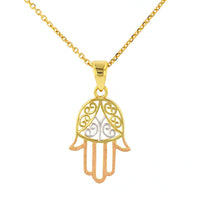 Load image into Gallery viewer, Hamesh Hamsa Hand of Fatima Filigree Pendant Necklace
