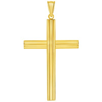 Load image into Gallery viewer, 14k Yellow Gold High Polished Large Plain Religious Cross Pendant

