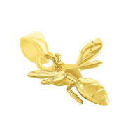 Load image into Gallery viewer, 14k Yellow Gold 3D Honey Bee Charm Bumblebee Insect Pendant with Figaro Chain Necklace
