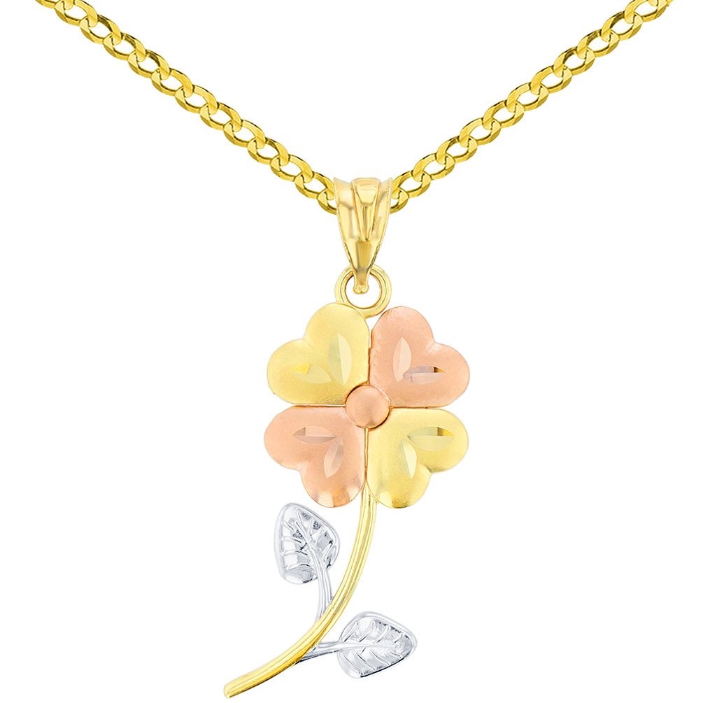 14K Rose Gold Three Leafed Clover Pendant Necklace