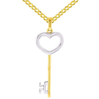 Load image into Gallery viewer, 14K Yellow Gold Key to My Heart Love Pendant
