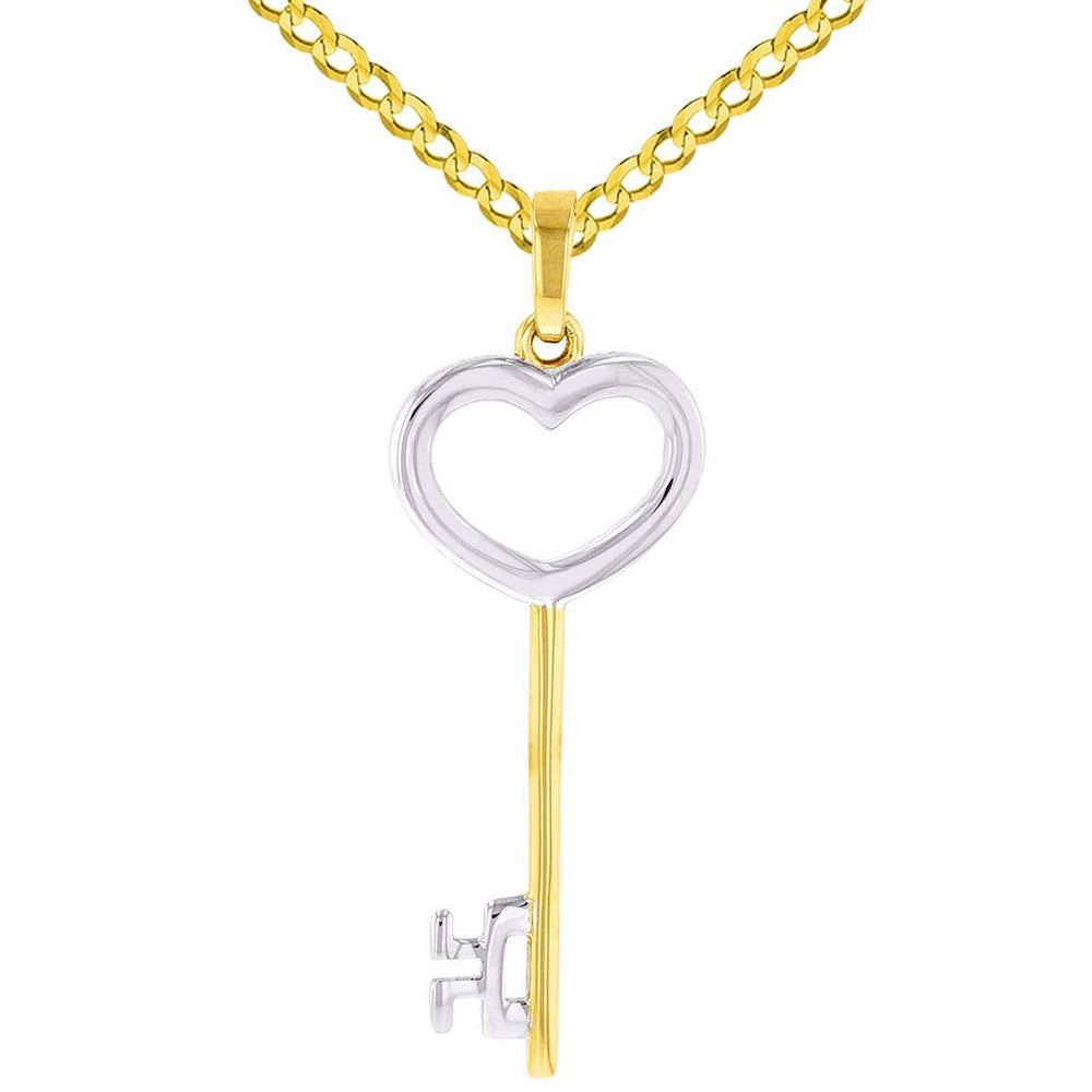 14K Yellow Gold Key to My Heart Love Pendant
