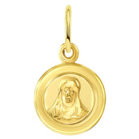 Load image into Gallery viewer, 14k Yellow Gold Mini Sacred Heart of Jesus and Guadalupe Medallion Charm Pendant Necklace
