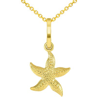 Load image into Gallery viewer, 14k Yellow Gold Textured 3D Starfish Charm Pendant with Rolo Cable Chain Necklace

