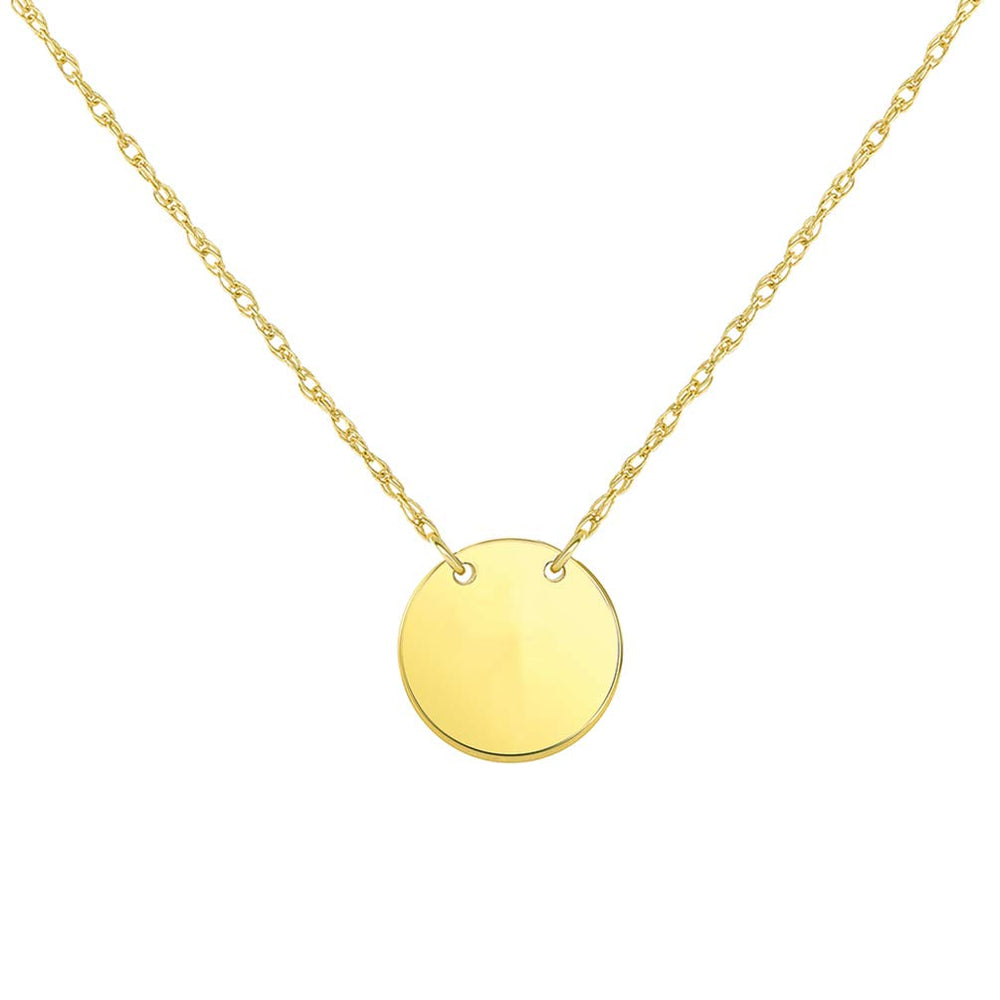 Mini Plain Circle Disc Necklace with Spring Ring Clasp