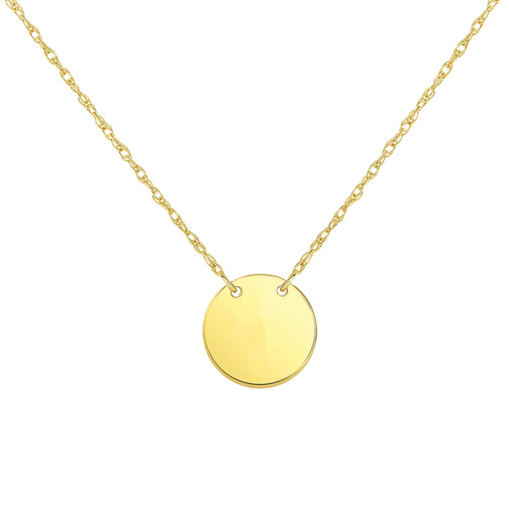 Mini Plain Circle Disc Necklace with Spring Ring Clasp