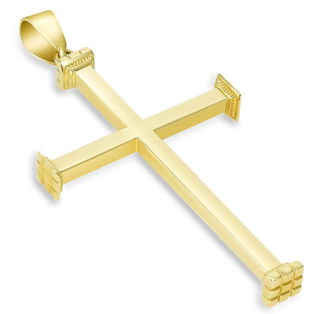 14k Yellow Gold High Polished Religious Plain Cross Pendant