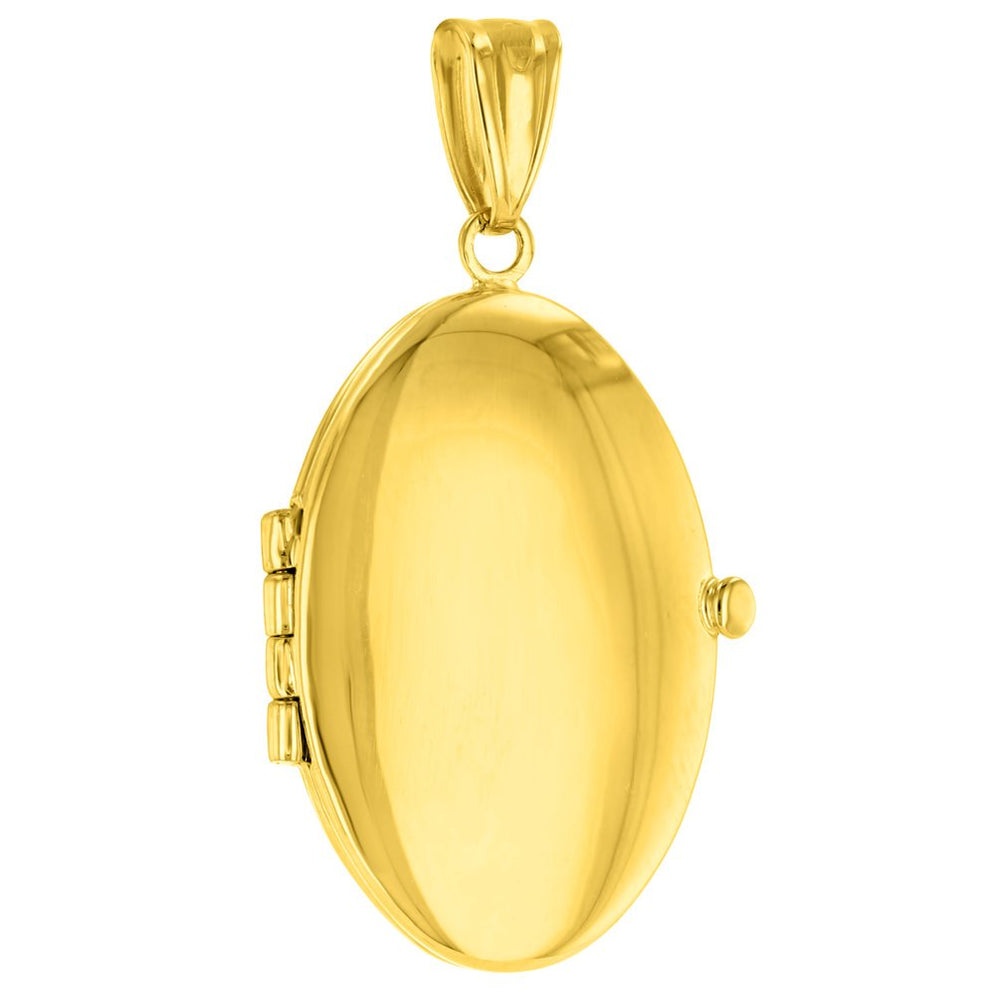 Solid 14K Yellow Gold Oval Locket Charm Pendant