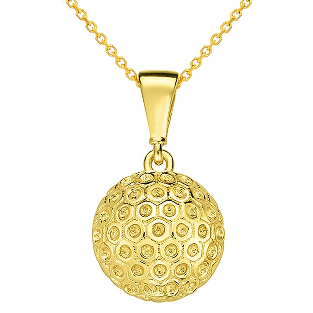 14k Yellow Gold Golf Ball Charm Sports Ball Pendant Necklace