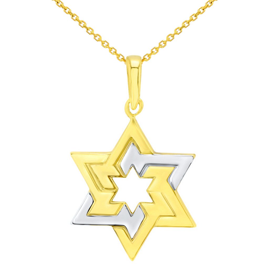 14K Yellow Gold Seal of Solomon Star of David Pendant Necklace