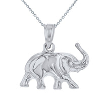 Load image into Gallery viewer, 14K White Gold Polished Elephant Good Luck Animal Pendant Necklace
