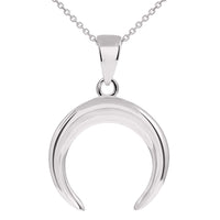Load image into Gallery viewer, 14k White Gold Double Horn High Polished Crescent Moon Pendant Necklace
