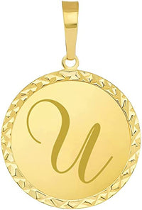 Load image into Gallery viewer, Solid 14k Yellow Gold Mini Uppercase Initial Block Letter U Charm Pendant
