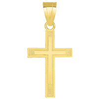 Load image into Gallery viewer, Solid 14k Yellow Gold Religious Latin Cross Pendant Necklace
