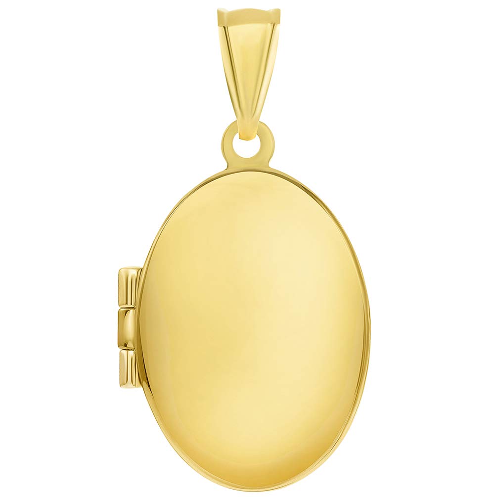 14k Yellow Gold Plain and Simple Oval Locket Pendant