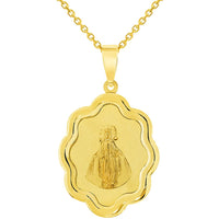 Load image into Gallery viewer, 14k Yellow Gold Elegant Miraculous Medal of Virgin Mary Pendant Necklace
