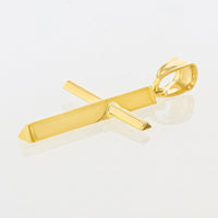 Load image into Gallery viewer, 14K Yellow Gold Plain Slender Cross Pendant with High Polish

