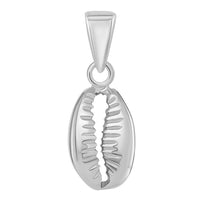 Load image into Gallery viewer, 14k White Gold Small 3D Seashell Charm Cowrie Shell Pendant Necklace
