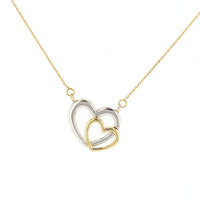 Load image into Gallery viewer, 14K Two-Tone Gold Double Open Heart Necklace
