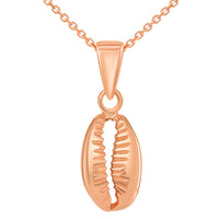 Load image into Gallery viewer, 14k Rose Gold Small 3D Seashell Charm Cowrie Shell Pendant Necklace
