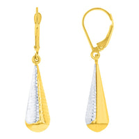 Load image into Gallery viewer, 14k Yellow Gold Two-Tone Teardrop Dangle Drop Earrings, 7.5mm
