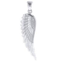 Load image into Gallery viewer, 14k White Gold Textured Angel Wing Charm Pendant
