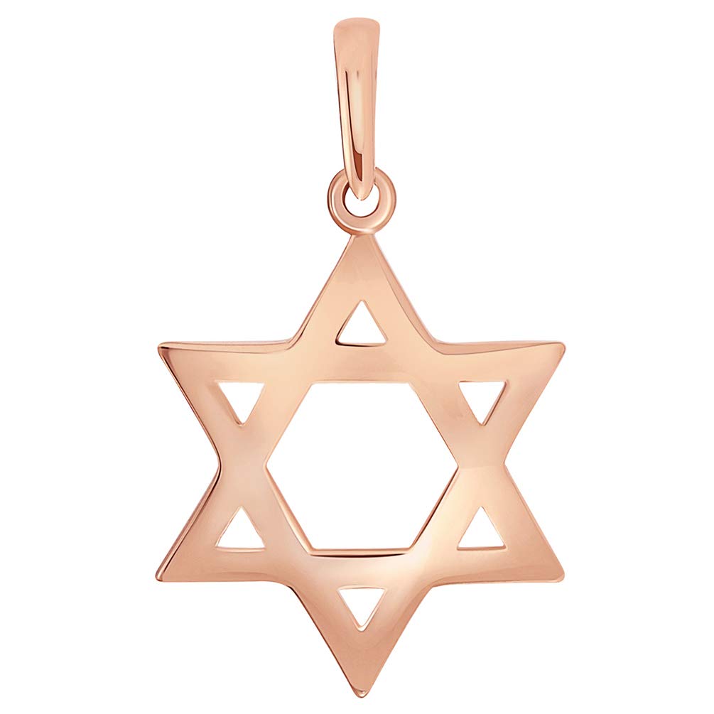 Polished 14k Rose Gold Simple Jewish Charm Star of David Pendant (Small)