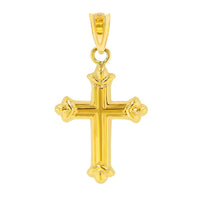 Load image into Gallery viewer, Polished 14k Yellow Gold Fleur de Lis Pendant Necklace
