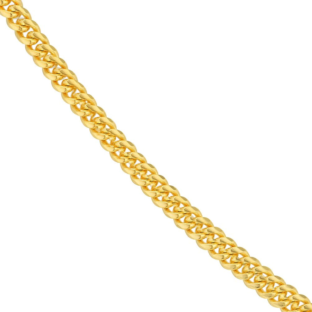 Semi-Solid 14k Yellow Gold 4.5mm Miami Cuban Link Chain Necklace with Lobster Claw Clasp