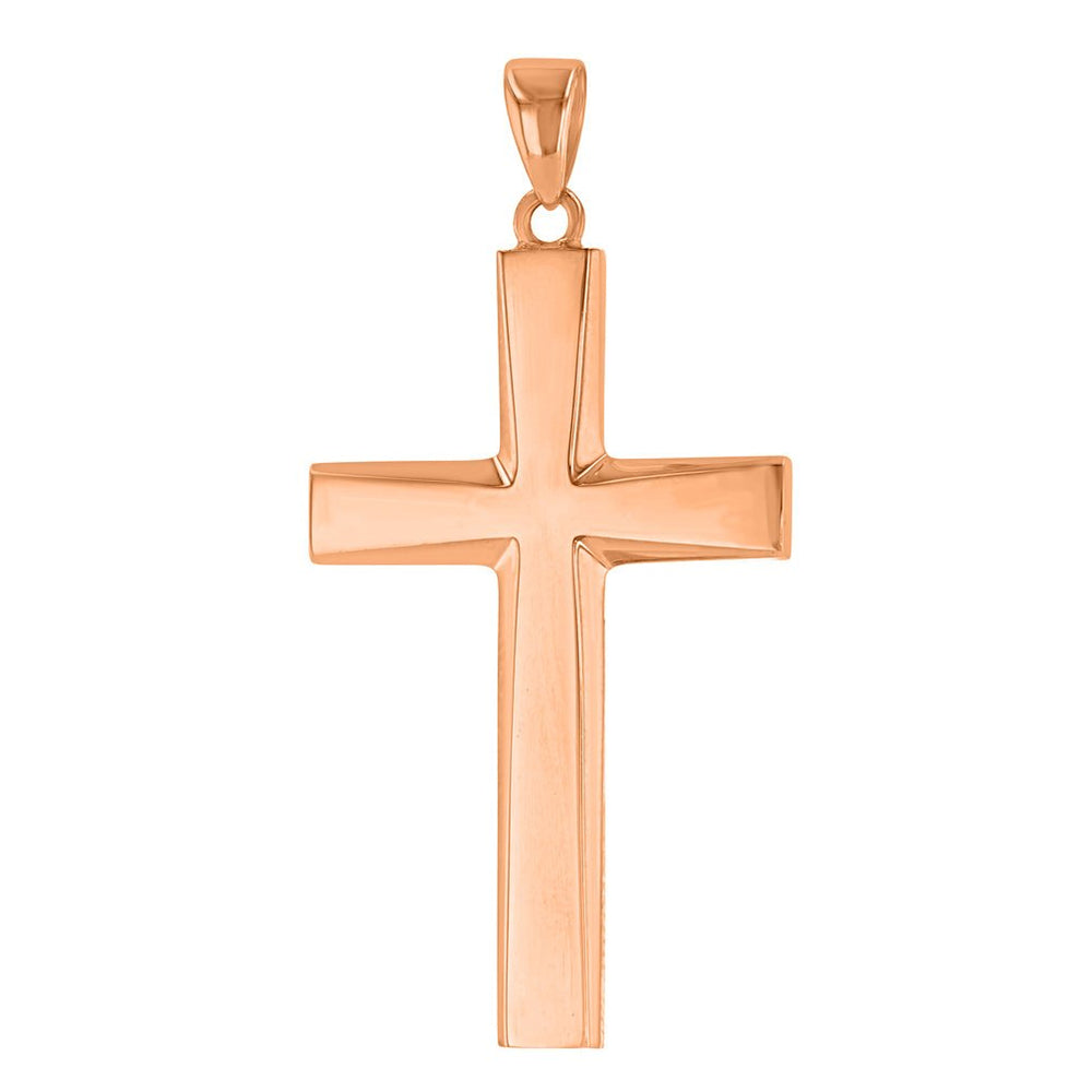 14K Rose Gold Plain & Simple Religious Cross Pendant