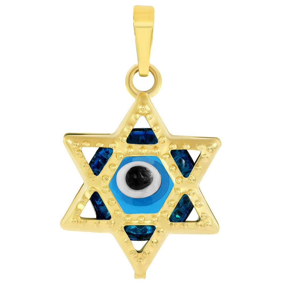 Small Blue Evil Eye Star of David Charm Pendant