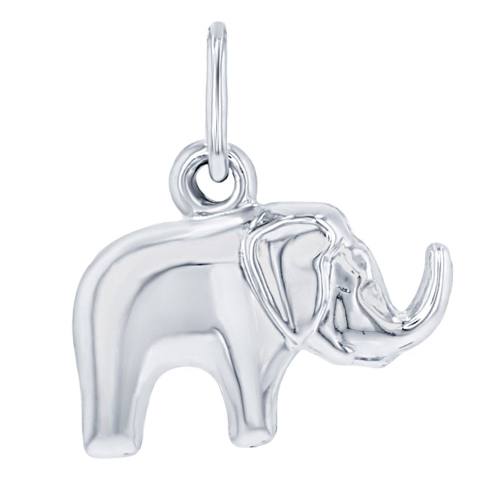 14K White Gold Polished Elephant Good Luck Animal Pendant