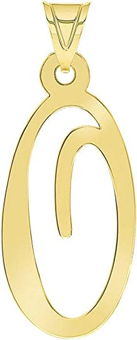 Load image into Gallery viewer, Solid 14k Yellow Gold Script Uppercase Initial O Cursive Letter Pendant

