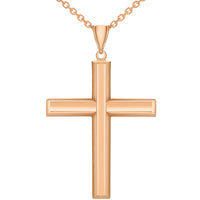 Load image into Gallery viewer, Polished Rose Gold Cross Pendant Necklace
