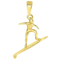 Load image into Gallery viewer, 14k Yellow Gold Surfer Surfing on Surfboard Pendant
