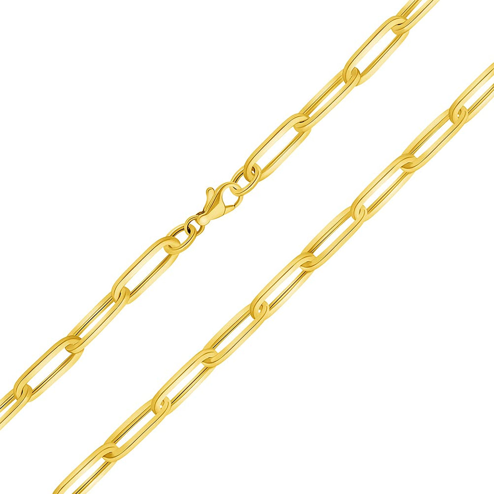 14k Yellow Gold 5mm Paperclip Chain Bracelet with Lobster Clasp