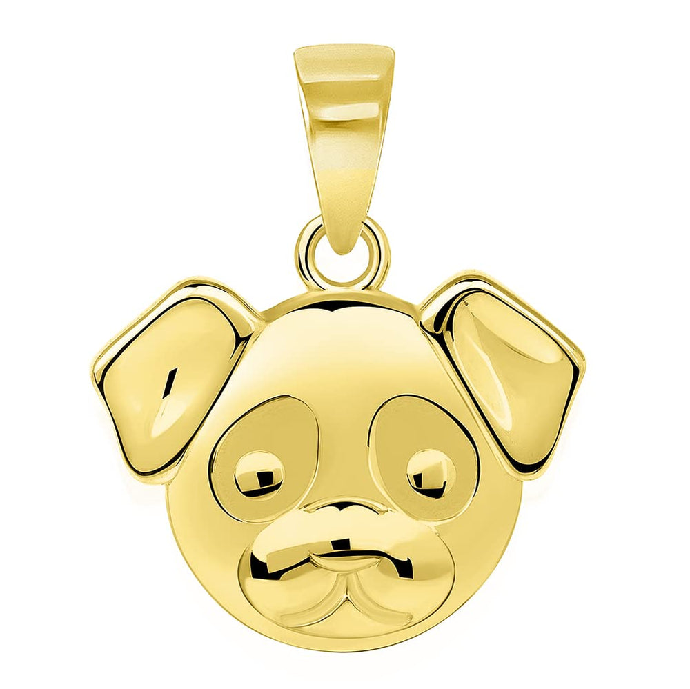  14k Yellow Gold Mini Puppy Face Charm Animal Pendant