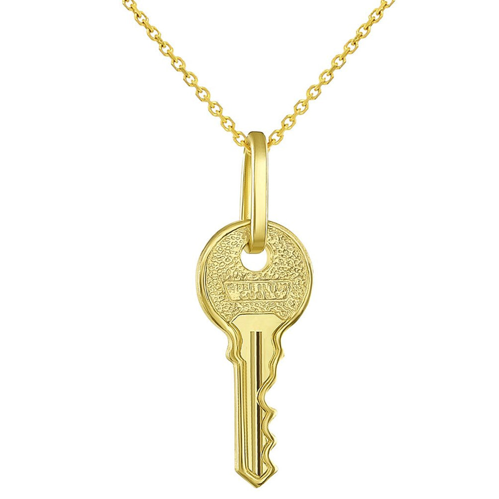 Dainty Key with Apre il Tuo Cuore Charm Open Your Heart Pendant Necklace