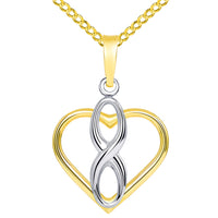 Load image into Gallery viewer, Vertical Infinity Sign in Open Heart Pendant Cuban Necklace
