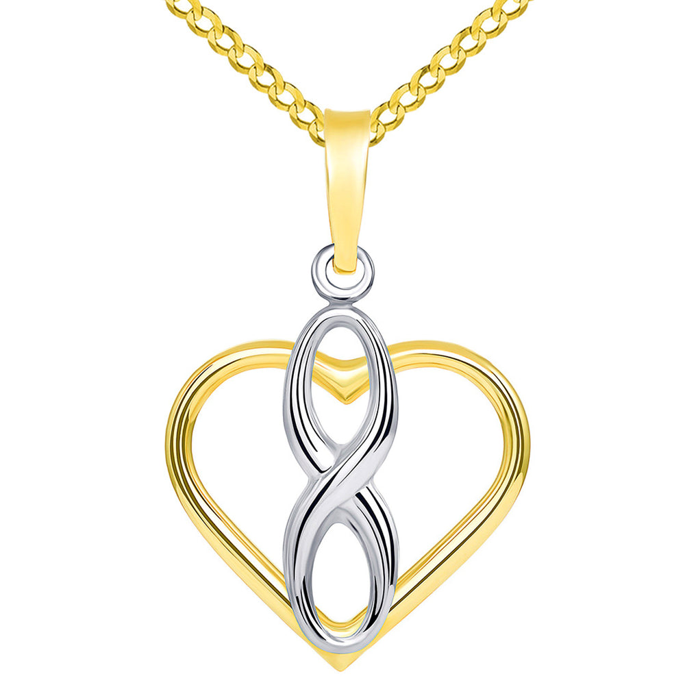 Vertical Infinity Sign in Open Heart Pendant Cuban Necklace