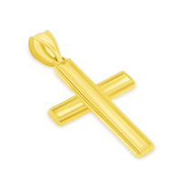 Load image into Gallery viewer, 14k Yellow Gold High Polished Plain Religious Cross Pendant with Figaro Chain Necklace
