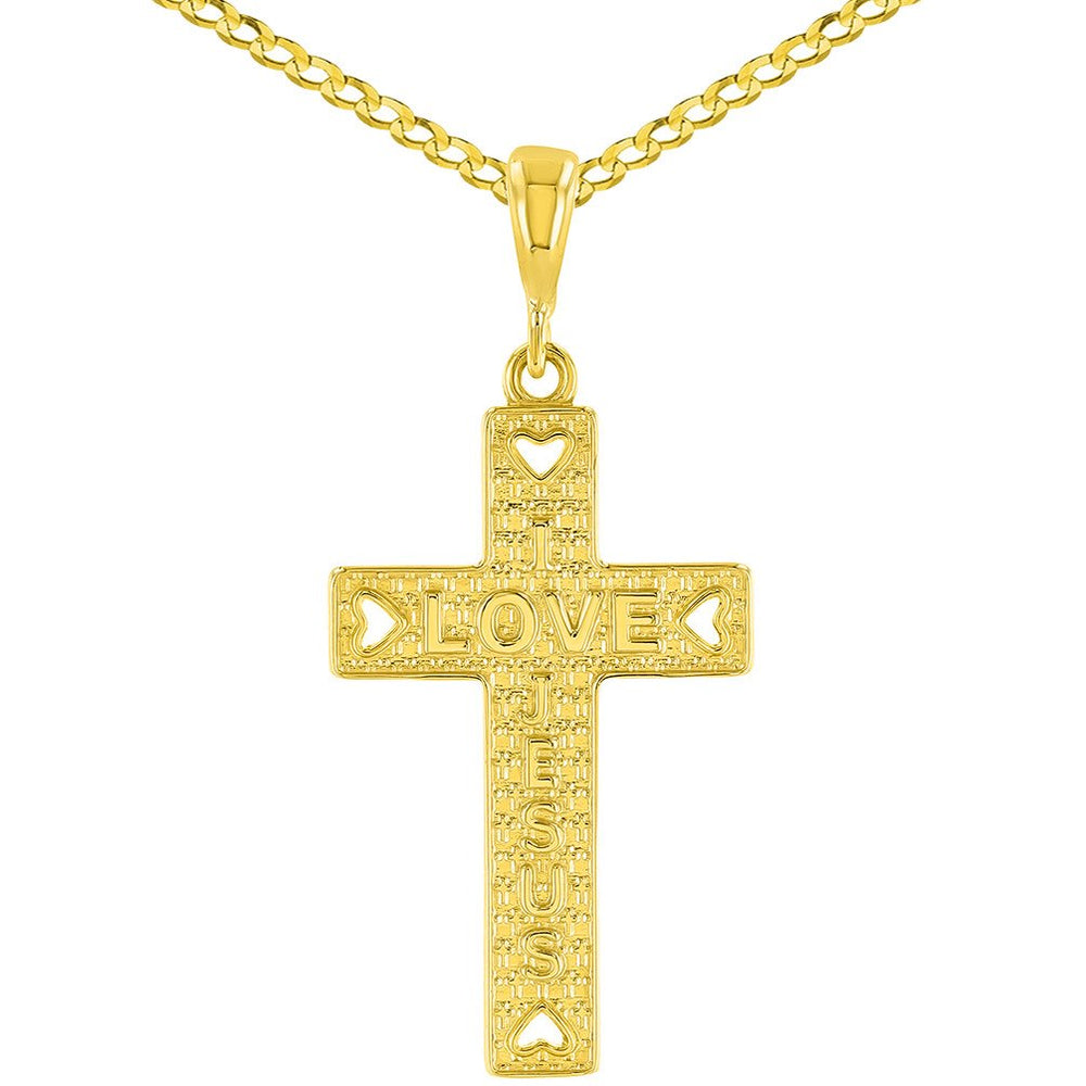 Yellow Gold I Love Jesus Pendant Necklace