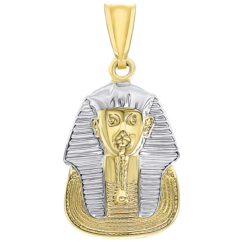 14K Gold King Tut Charm Egyptian Pharaoh Pendant - Yellow Gold
