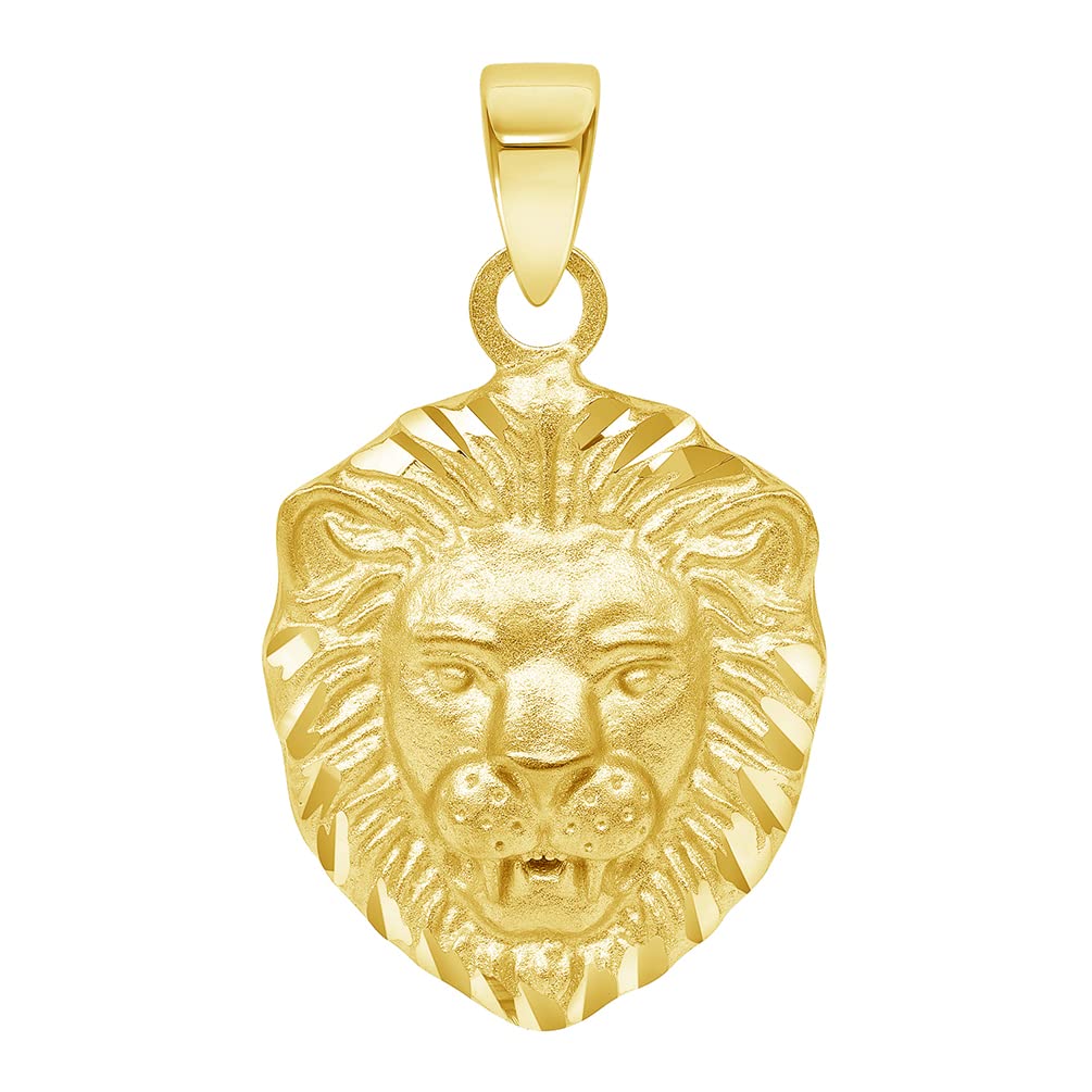 14k Yellow Gold Mini Lion Head Charm Animal Pendant