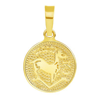 Load image into Gallery viewer, 14k Yellow Gold Tiny Round Zodiac Sign Charm Horoscope Pendant
