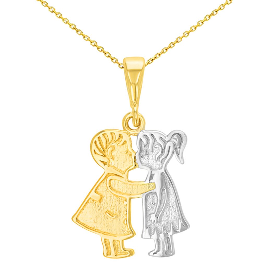 Gold Boy and Girl Kissing Pendant Chain Necklace