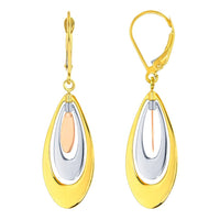 Load image into Gallery viewer, 14k Tri-Color Gold Fancy Oval Teardrop Earring
