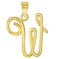 Load image into Gallery viewer, 14k Yellow Gold Elegant Script Letter W Cursive Initial Pendant Necklace
