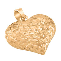 Load image into Gallery viewer, 14k Rose Gold Sparkle Cut Puffed Heart Charm Pendant
